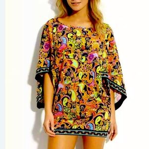 Trina Turk Botanical Paisley Swim Cover Up Oversized Kimono  NWT